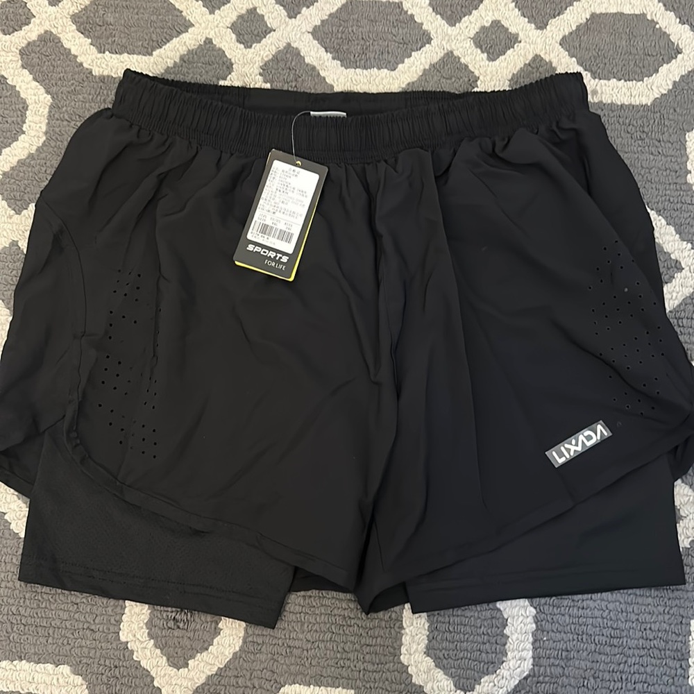 Men’s, athletic, double layer shorts